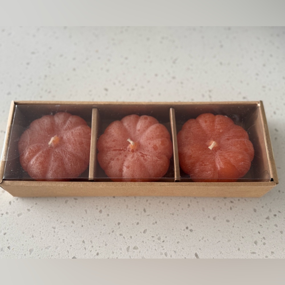 New! Crate&Barrel Pumpkin-Shaped Candles Set of 3
